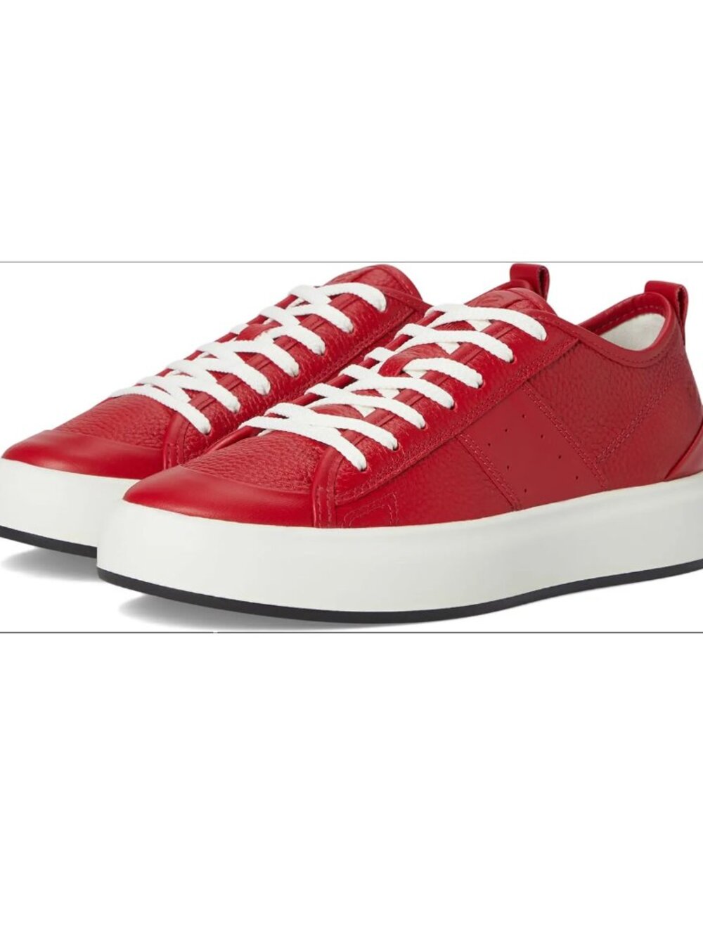 Ecco Street Ace Chili Red Pebbled Leather Lace Up Sneakers NEW - Sz 39 / 8